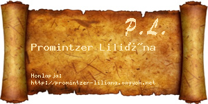 Promintzer Liliána névjegykártya